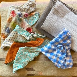 Cotton / Linen Baby Bundle of swaddles, hat, bibs
